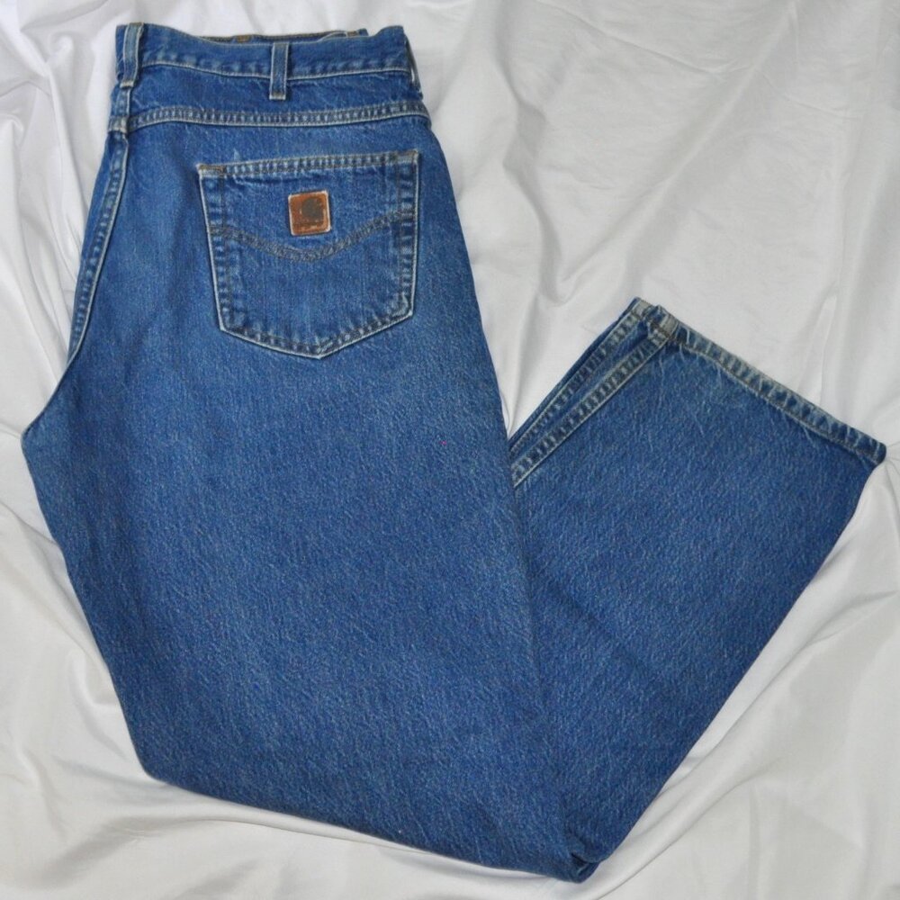 Carhartt Mens Jeans B14 6DST 38x32 Blue Denim 100% Cotton